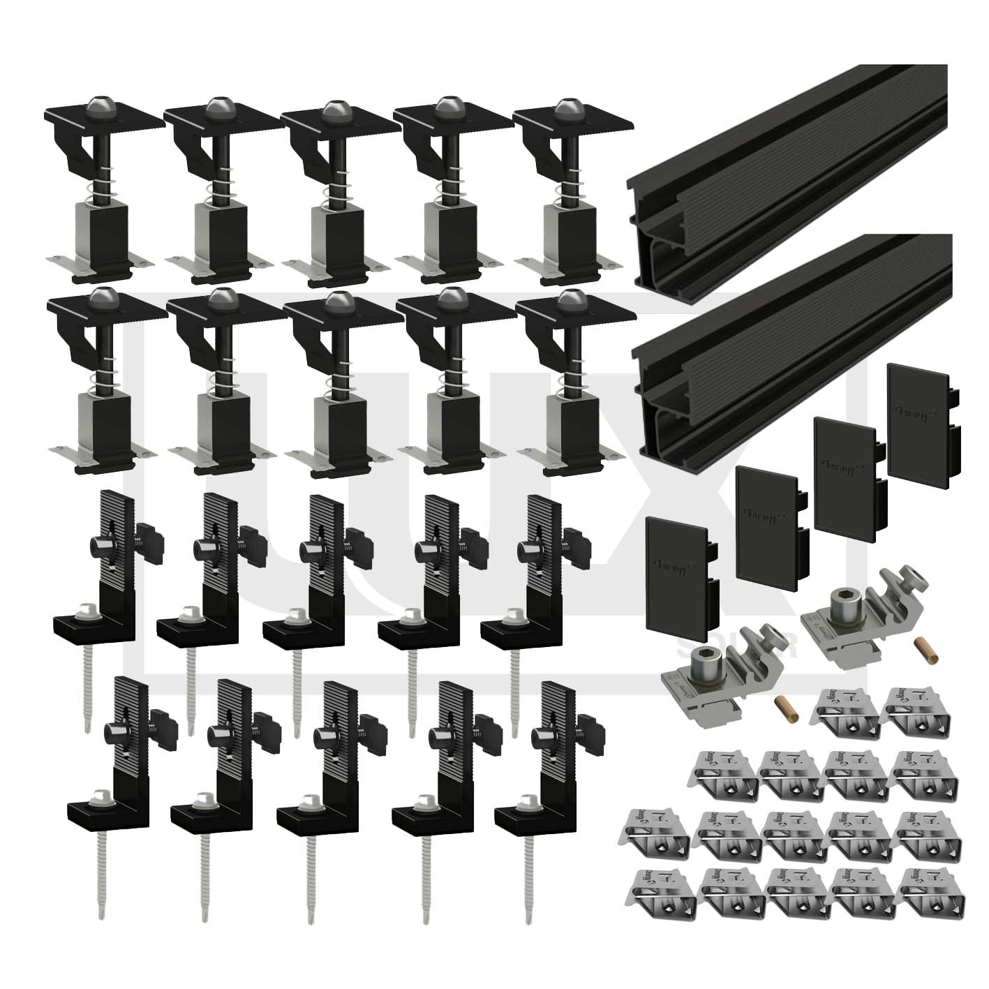 Clenergy Tin Roof: 4 Panel Mounting Rail Kit - Silver