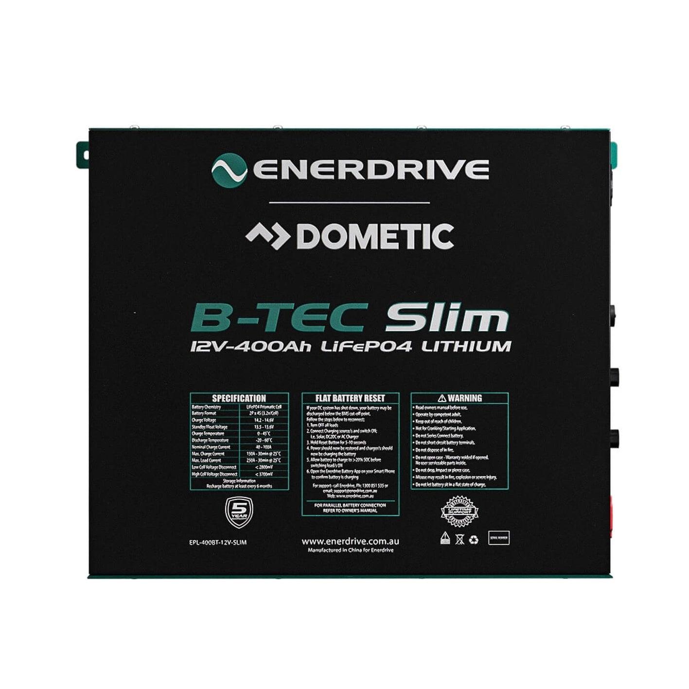 B-TEC 400AMP / 12V LIFEPO4 SLIM METAL CASE BATTERY