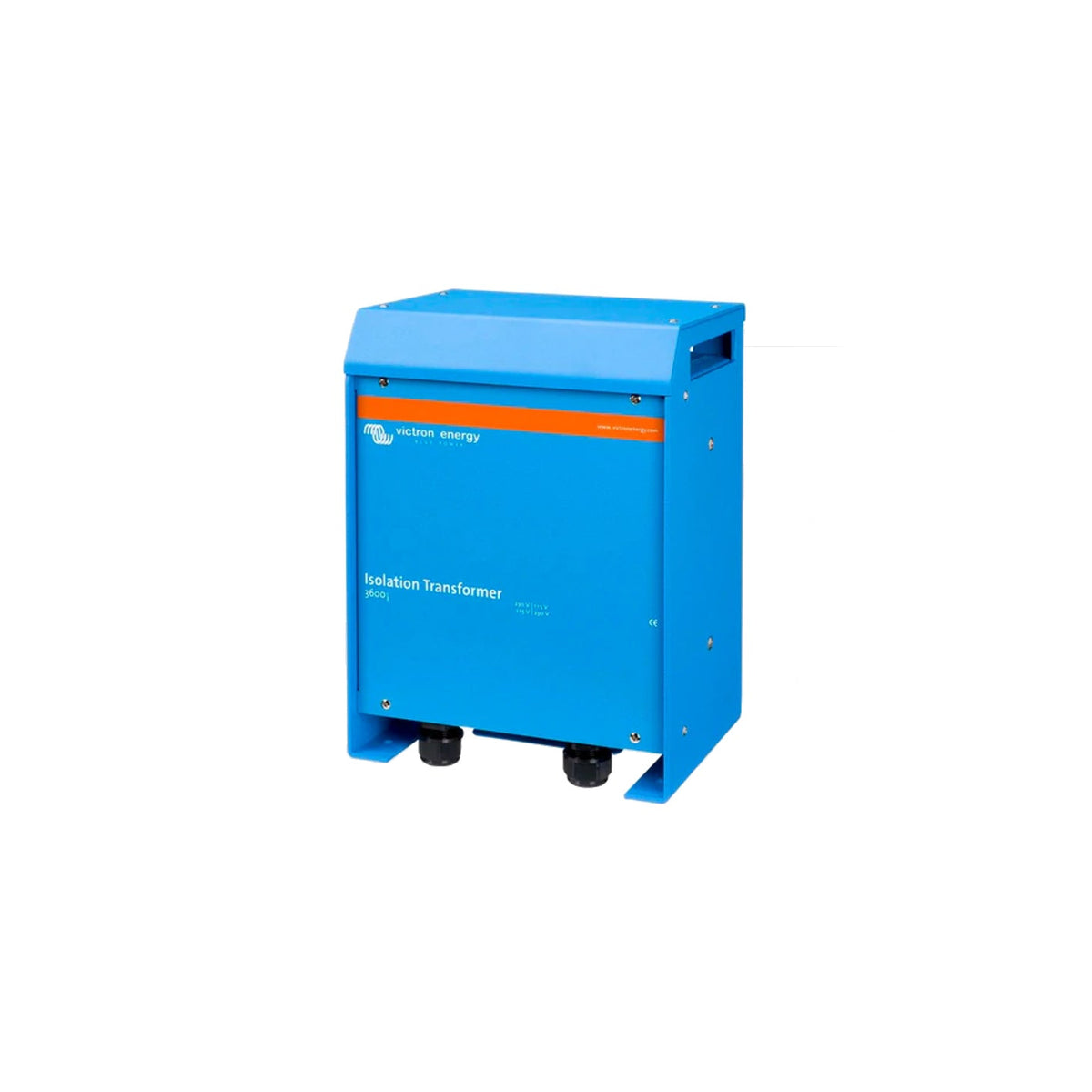 Victron Isolation Transformer 3600 VA — angled view showing the dual-voltage 230 V / 115 V marking and base cable glands