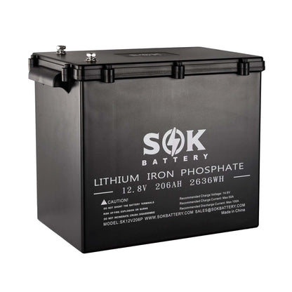 SOK  Lithium Iron Phosphate (LiFePO4) Battery SOK Battery 12 -24 Volt  100 to 206 Ah