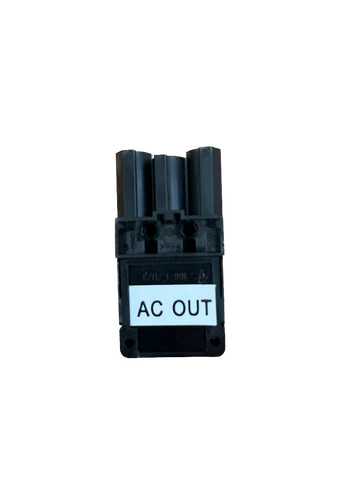 Victron AC-out connector for MultiPlus Compact, black three-pole plug with white AC OUT label, low-resolution supplier thumbnail