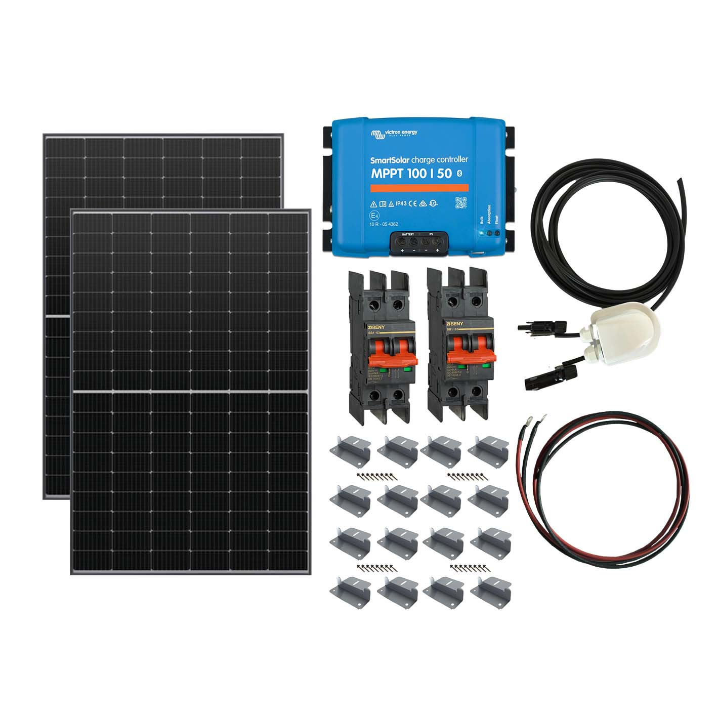 12V solar panels charging kits for caravans, motorhomes, boats