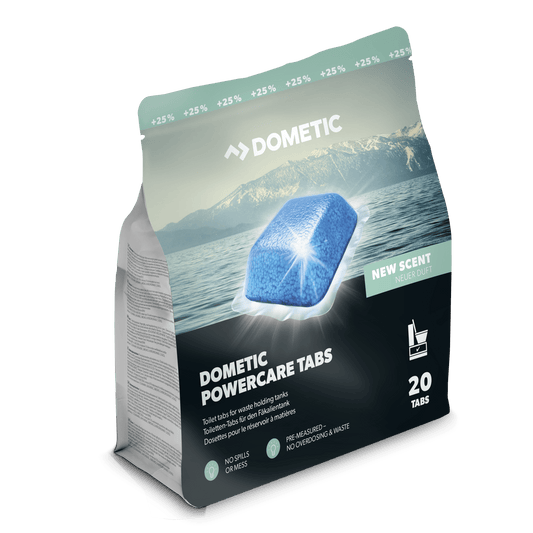 Dometic PowerCare Tabs 20-pack resealable bag – toilet sanitation tabs for waste holding tanks