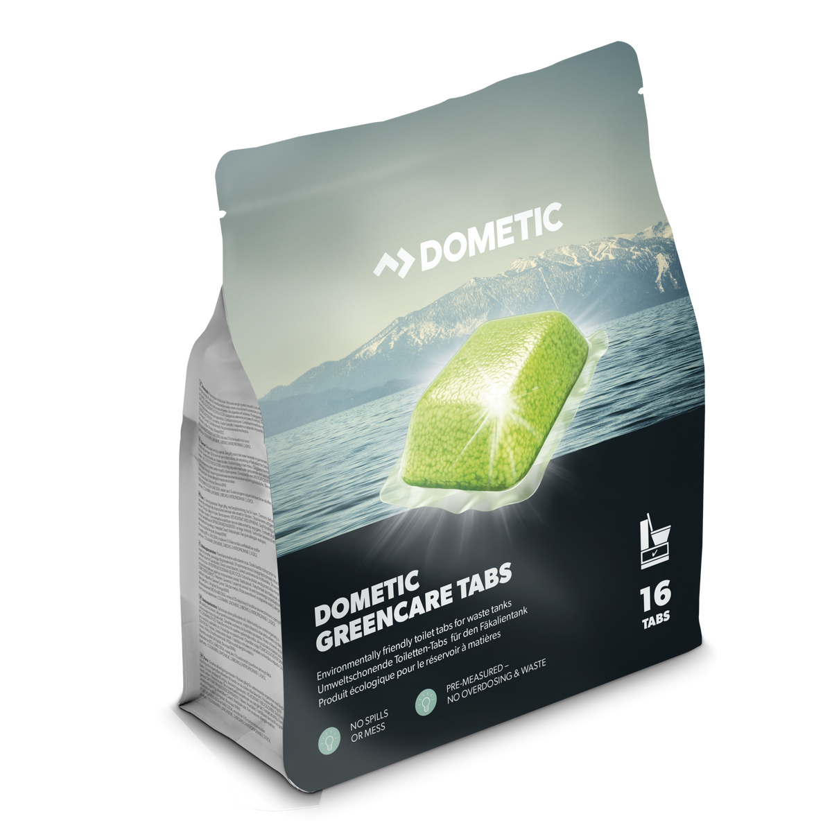 Dometic GreenCare Tabs 16-pack resealable bag – eco-friendly toilet sanitation tabs for waste holding tanks