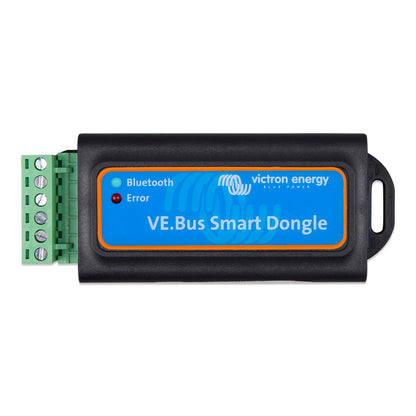 Victron VE.Bus Smart Dongle ASS030537010 — labelled face with Bluetooth and Error LEDs and green terminal block