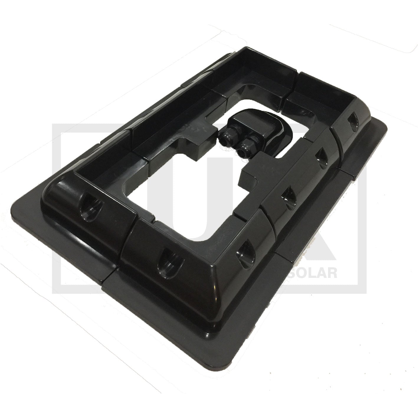 Black heavy-duty ABS solar panel roof mounting brackets for caravan and boat installations