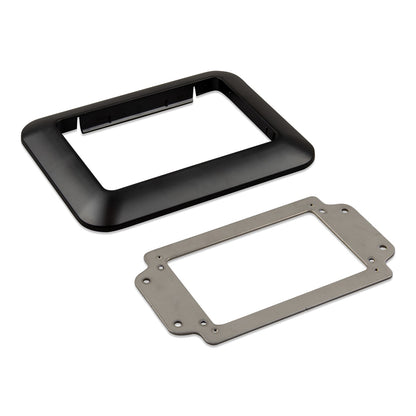 Victron GX Touch 50 CCGX cut-out adapter — three-quarter view of the bezel and drilled mounting plate