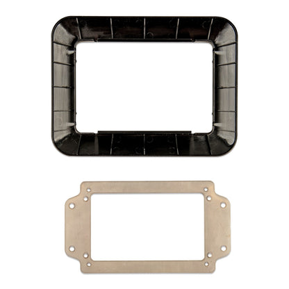 Victron GX Touch 50 adapter for CCGX cut-out — rear face of the black bezel above the stainless mounting plate