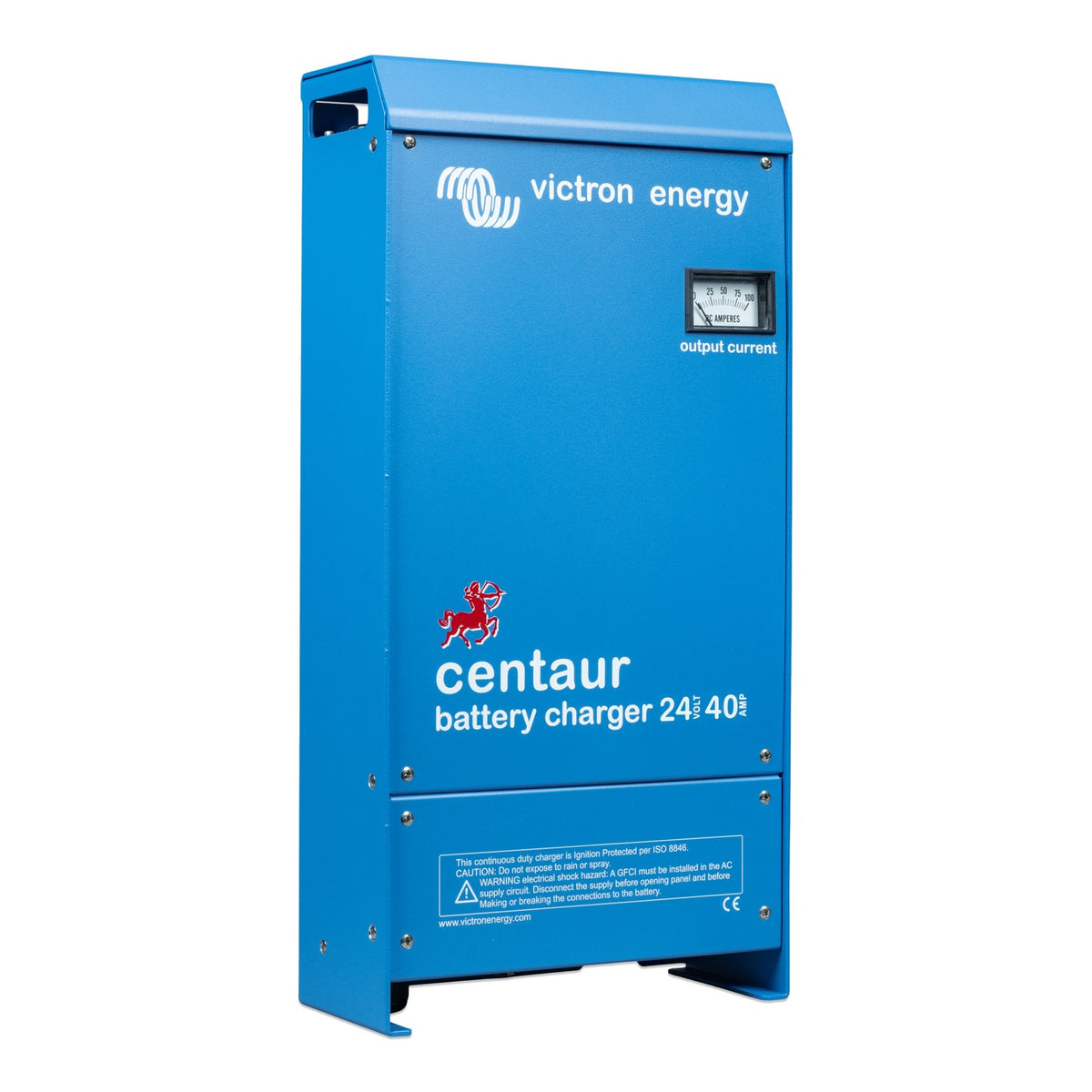 Victron Centaur Charger 24V 40A — right side view showing carrying handle and output current meter