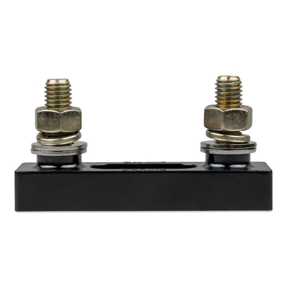 Victron fuse holder for ANL-fuse CIP106100000 - front view, black moulded base with two brass stud terminals