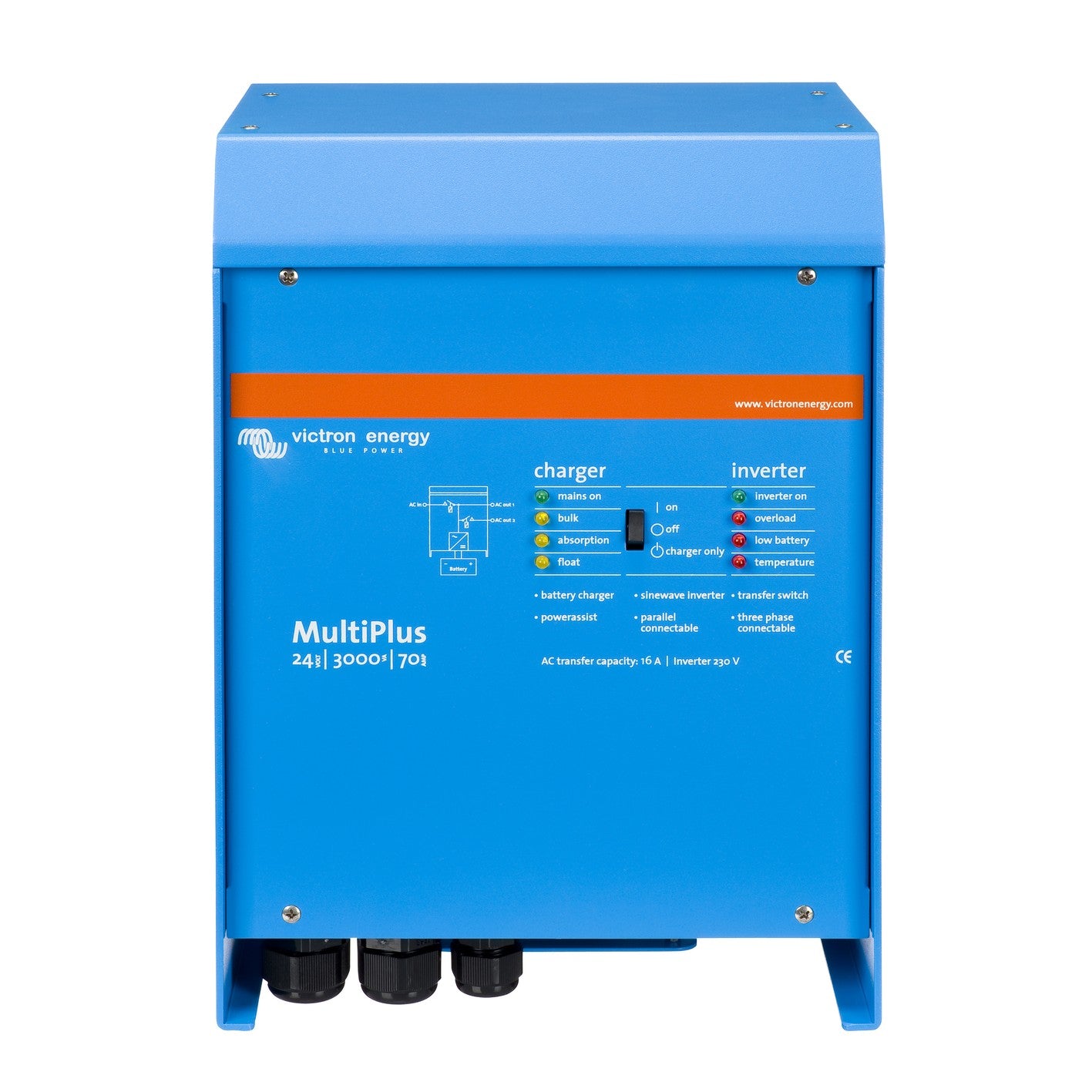 Victron MultiPlus 24/3000/70-16 inverter/charger — front view