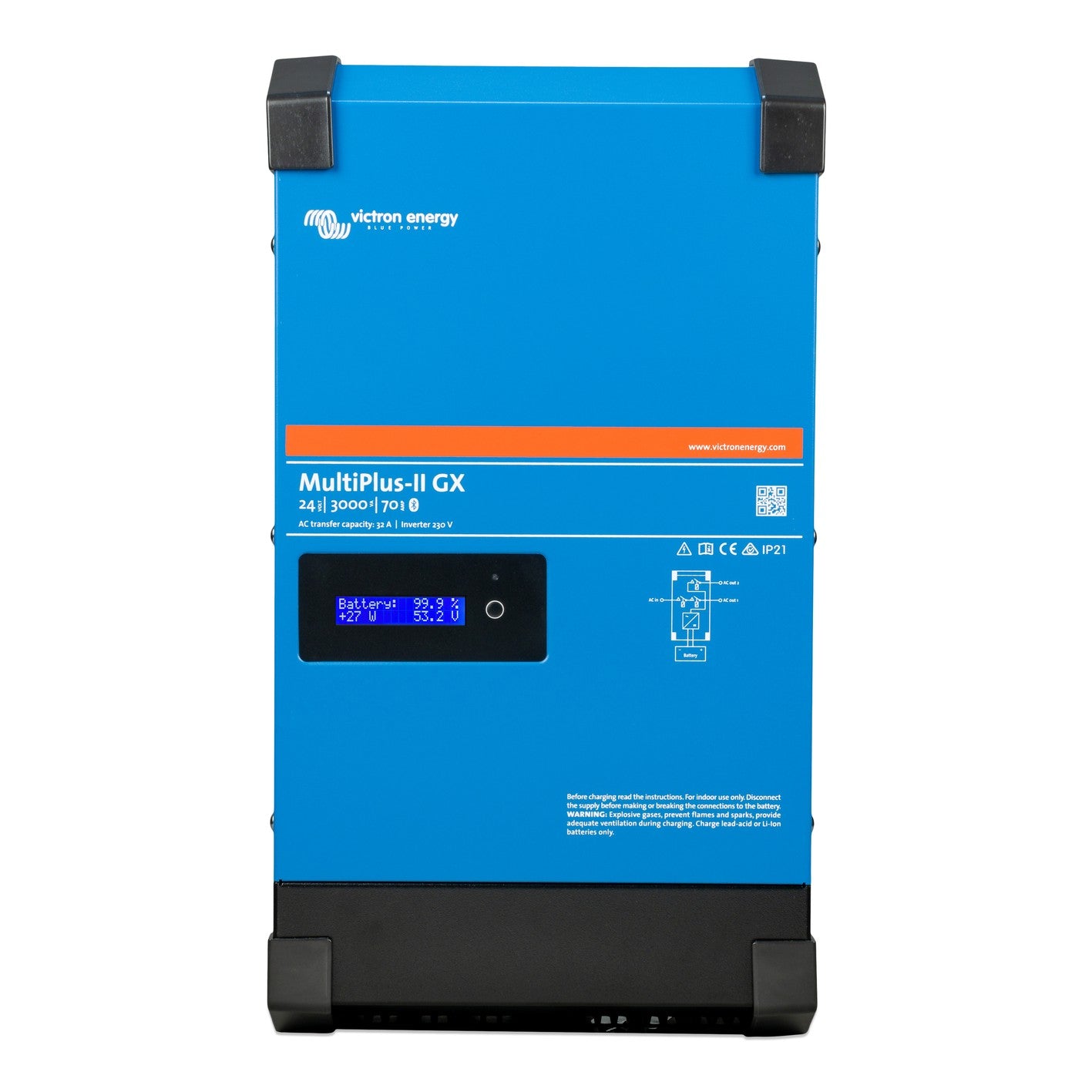 Victron MultiPlus-II 24/3000/70-32 GX inverter/charger, front view