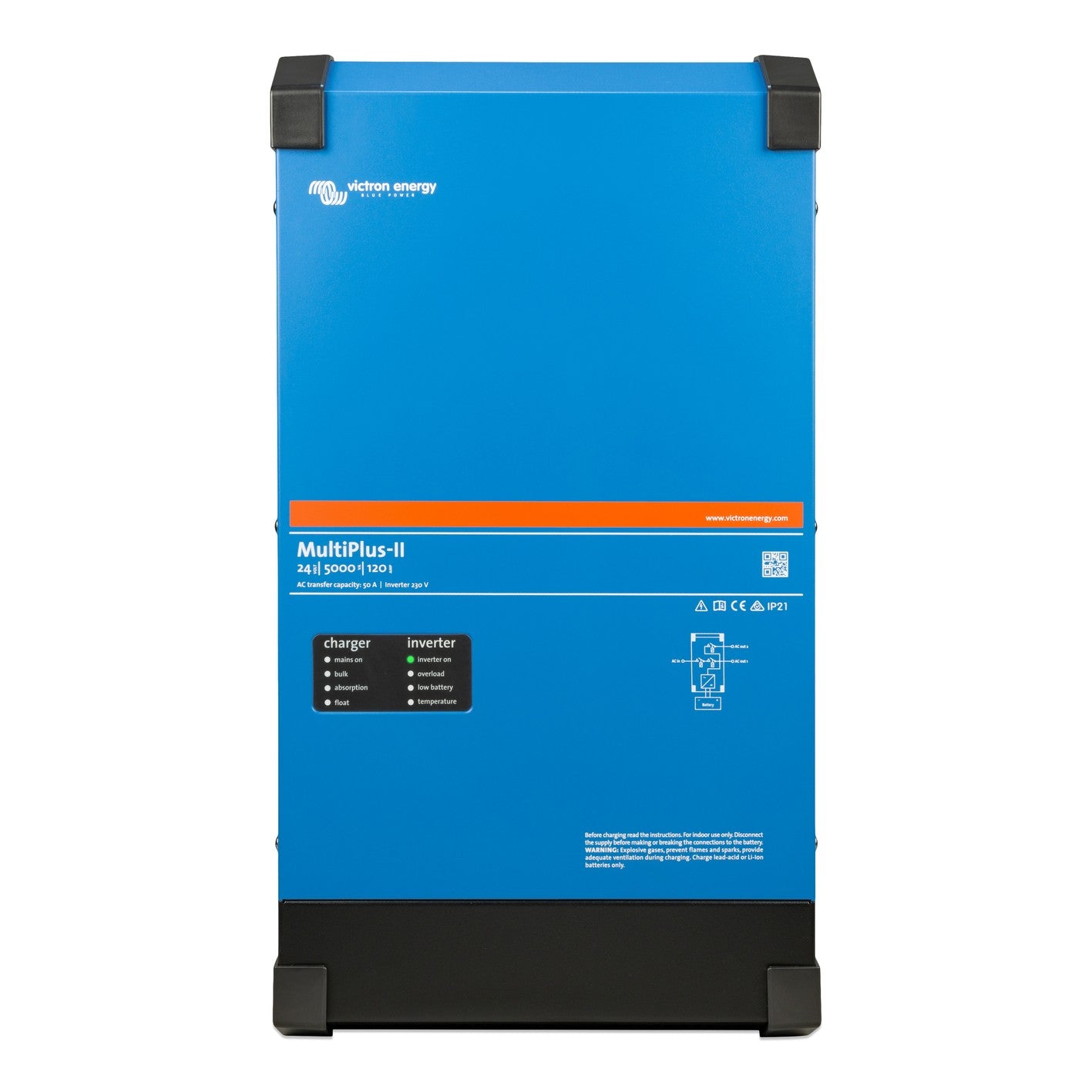 Victron MultiPlus-II 24/5000/120-50 inverter/charger, front view