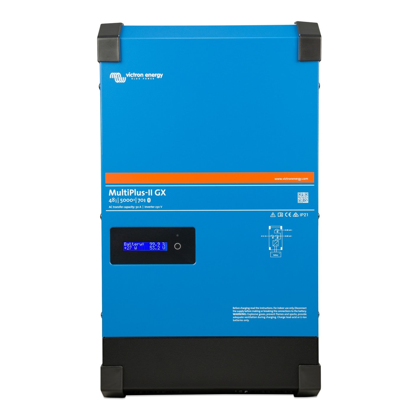 Victron MultiPlus-II 48/5000/70-50 GX inverter/charger, front view