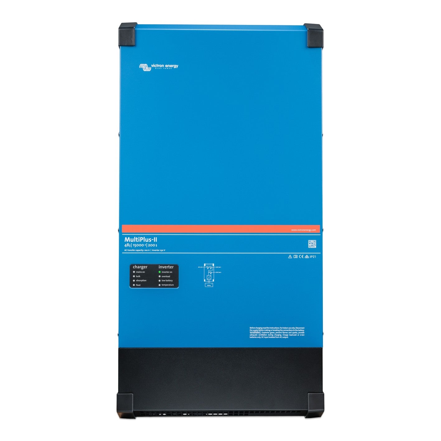 Victron MultiPlus-II 48/15000/200-100 inverter/charger, front view