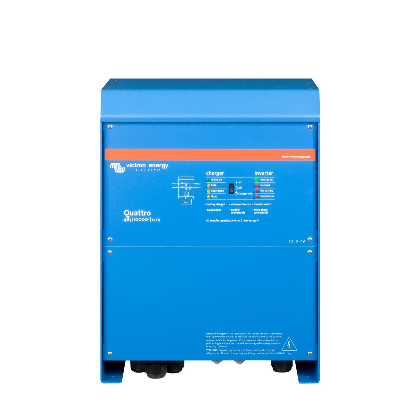 Victron Quattro 48/10000/140-100/100 230V inverter/charger – front view