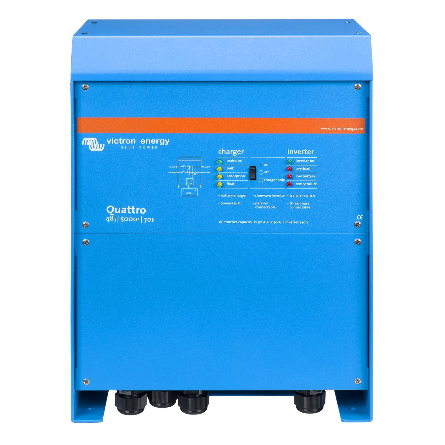 Victron Quattro 48/5000/70 230V inverter/charger – front view