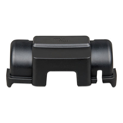 Victron MPPT WireBox-M 100-30/50 and 150/35 terminal cover, front angle view, black plastic cover with cable entry cut-out and Victron logo