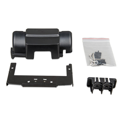 Victron MPPT WireBox-M 100-30/50 and 150/35 kit contents, black plastic terminal cover, steel mounting bracket, cable clamp and bag of fixings