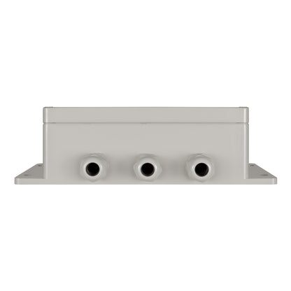 Victron Filax-2 transfer switch — gland face with three open cable entries for priority, alternate and load