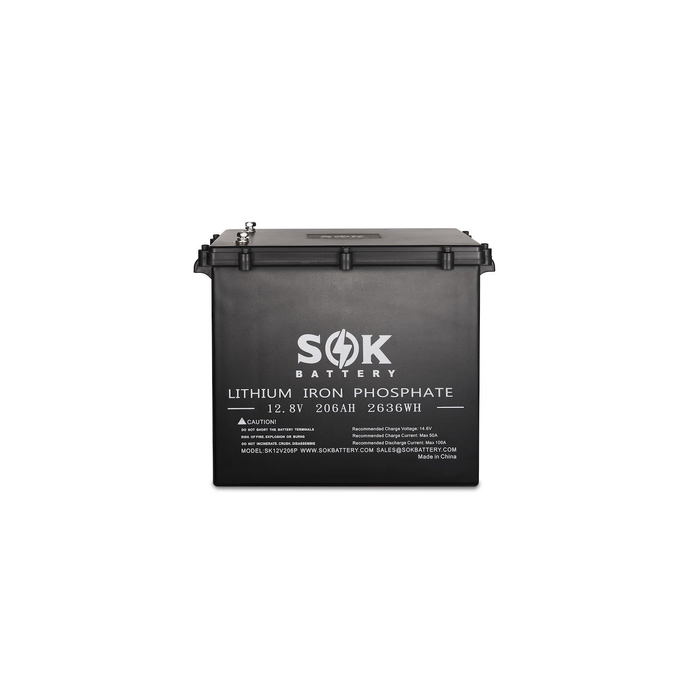 SOK 12V 206Ah IP65 marine-grade LiFePO4 lithium battery with built-in heater