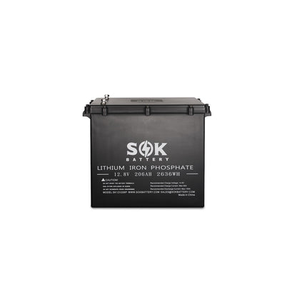 SOK 12V 206Ah IP65 marine-grade LiFePO4 lithium battery with built-in heater
