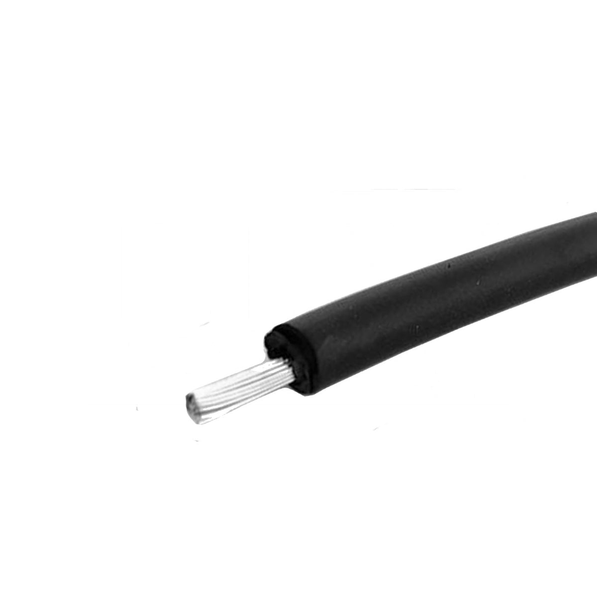 4mm2 black double insulated solar cable, cut end with the stranded tinned copper conductor stripped and exposed