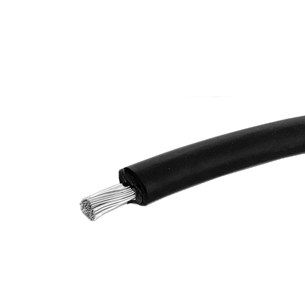 6mm2 black double insulated solar cable, cut end with the stranded tinned copper conductor stripped and exposed