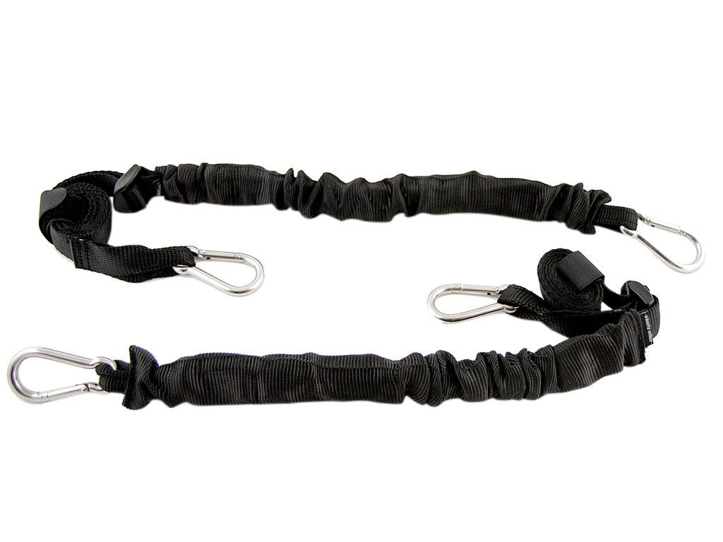 Front Runner Stratchits STRA034 pair, black stretch tie-down straps 560–1524 mm with stainless steel carabiners