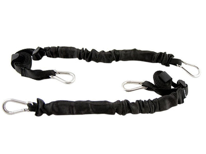 Front Runner Stratchits STRA034 pair, black stretch tie-down straps 560–1524 mm with stainless steel carabiners