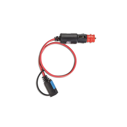 Victron 12V cigarette-lighter plug lead — red-collared plug on red and black cable with blue connector