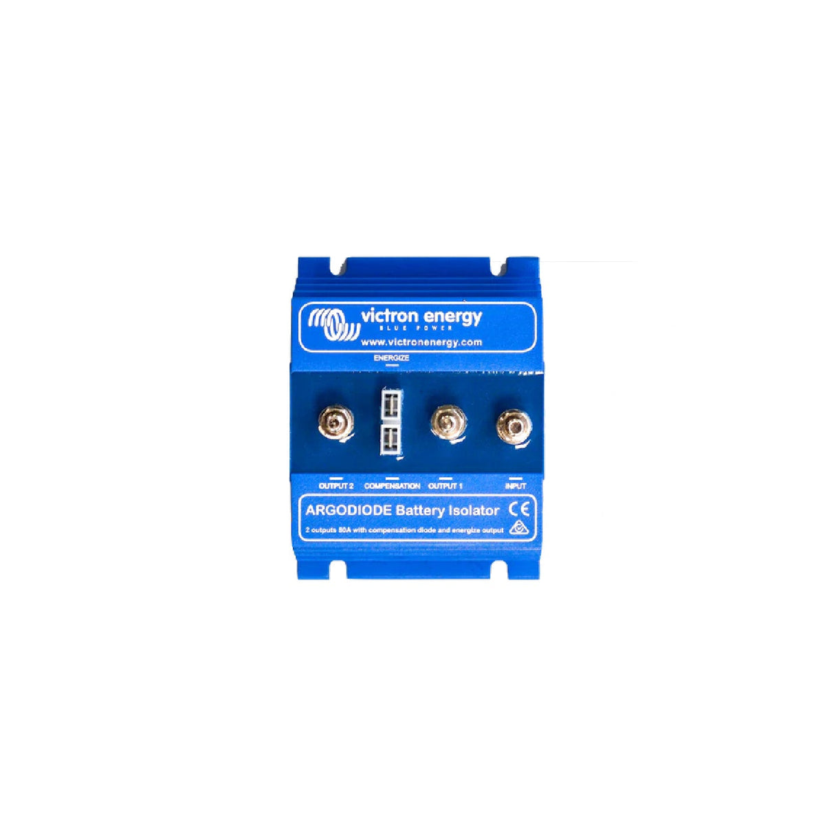 Victron Argodiode 80-2AC battery isolator — front panel, 2 outputs 80A with compensation and energize