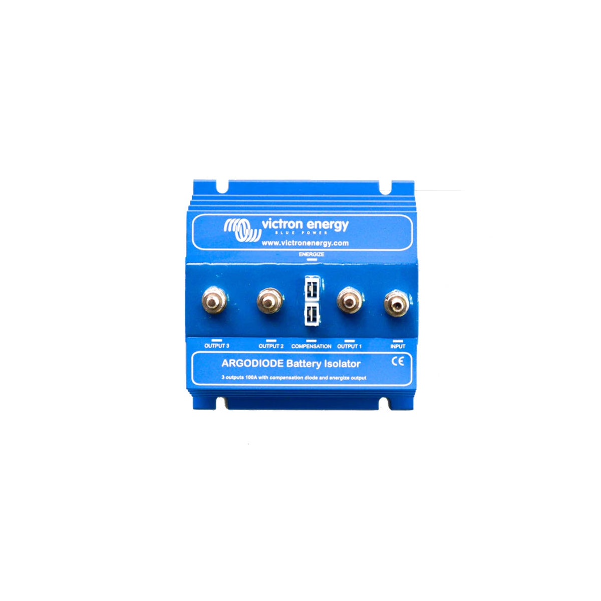 Victron Argodiode 100-3AC battery isolator — front panel, 3 outputs 100A with three output studs