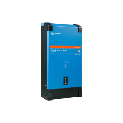 Victron Phoenix Inverter Smart 12/3000 230V, angled three-quarter view with the black finned side panel on the left