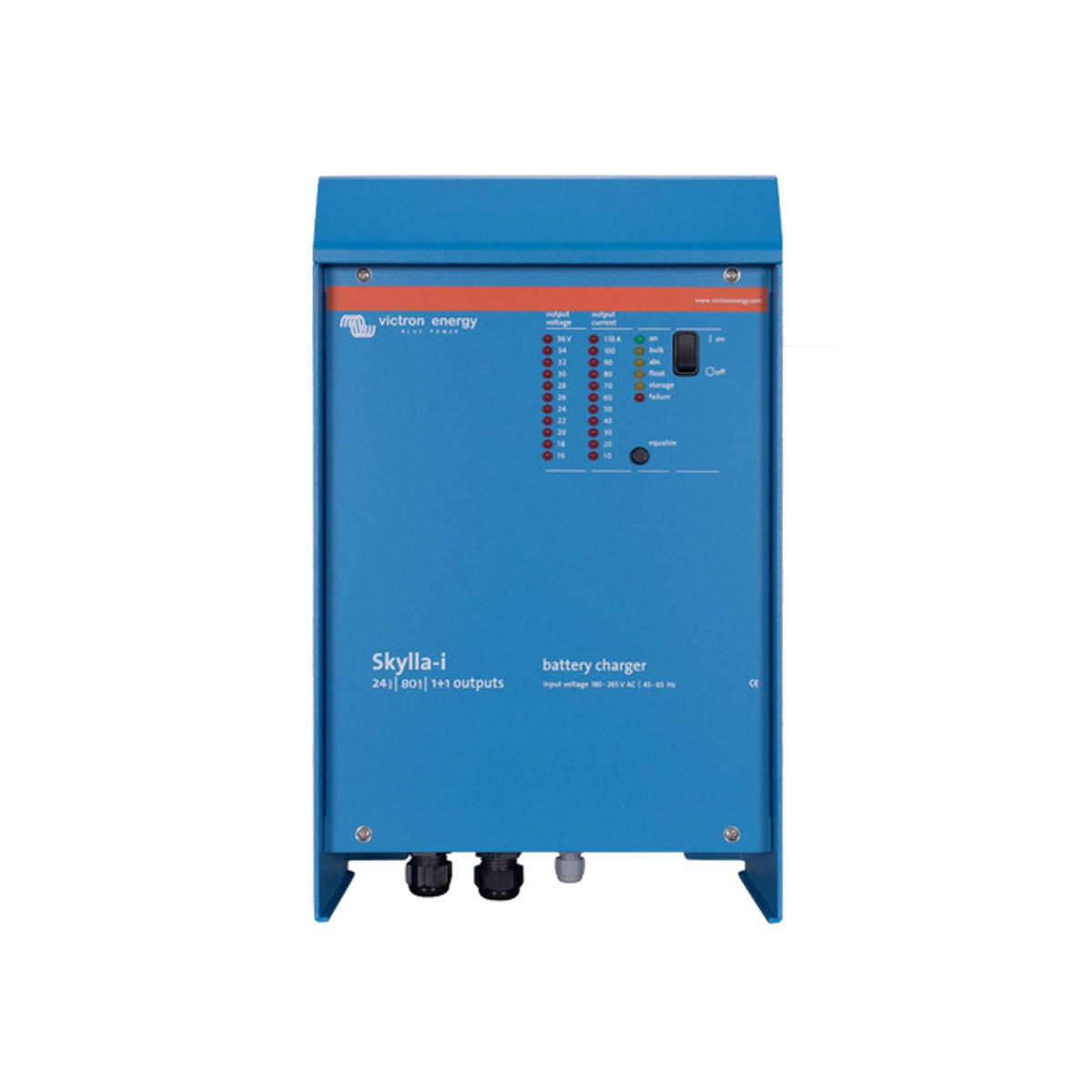 Victron Skylla-i 24|80 1+1 outputs battery charger — front panel with output voltage and current LED bars