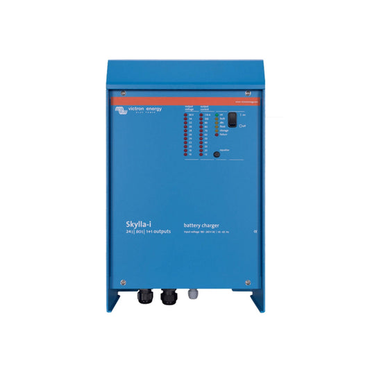 Victron Skylla-i 24|80 1+1 outputs battery charger — front panel with output voltage and current LED bars
