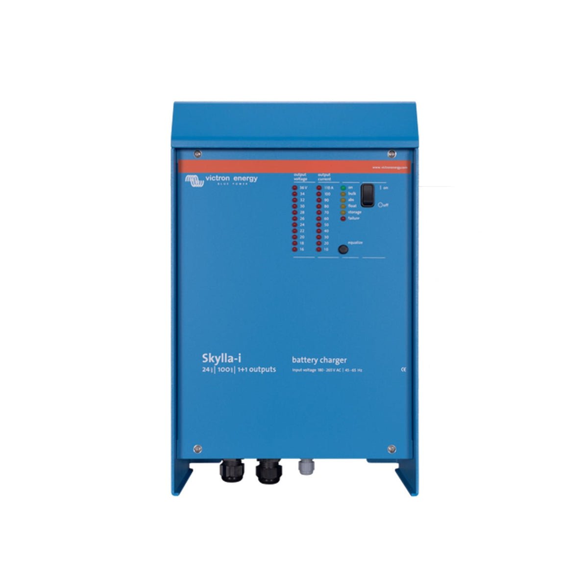 Victron Skylla-i 24|100 1+1 outputs battery charger — front panel, LEDs to 110 A and equalize button