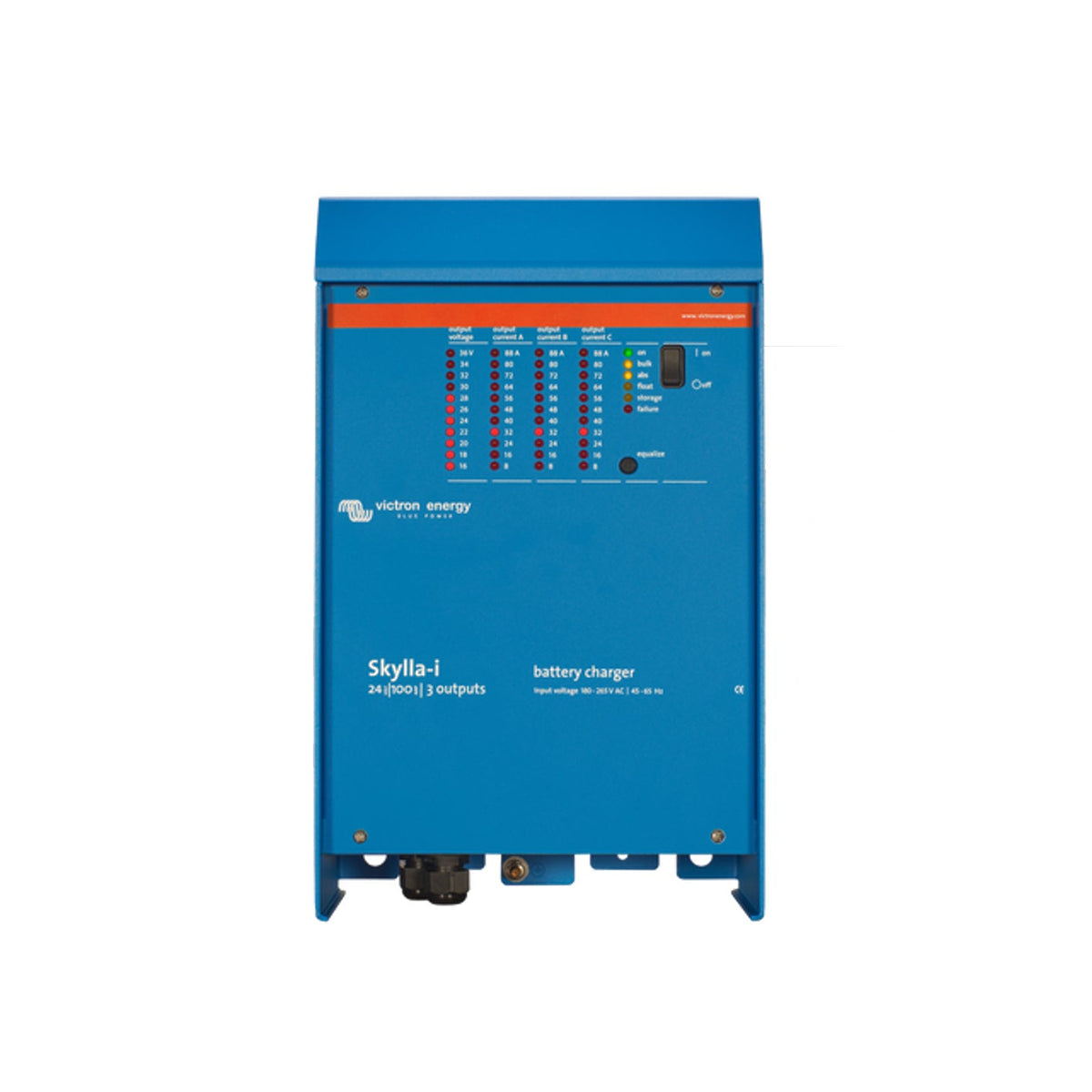 Victron Skylla-i 24|100 3 outputs battery charger — front with three 88 A output current LED columns