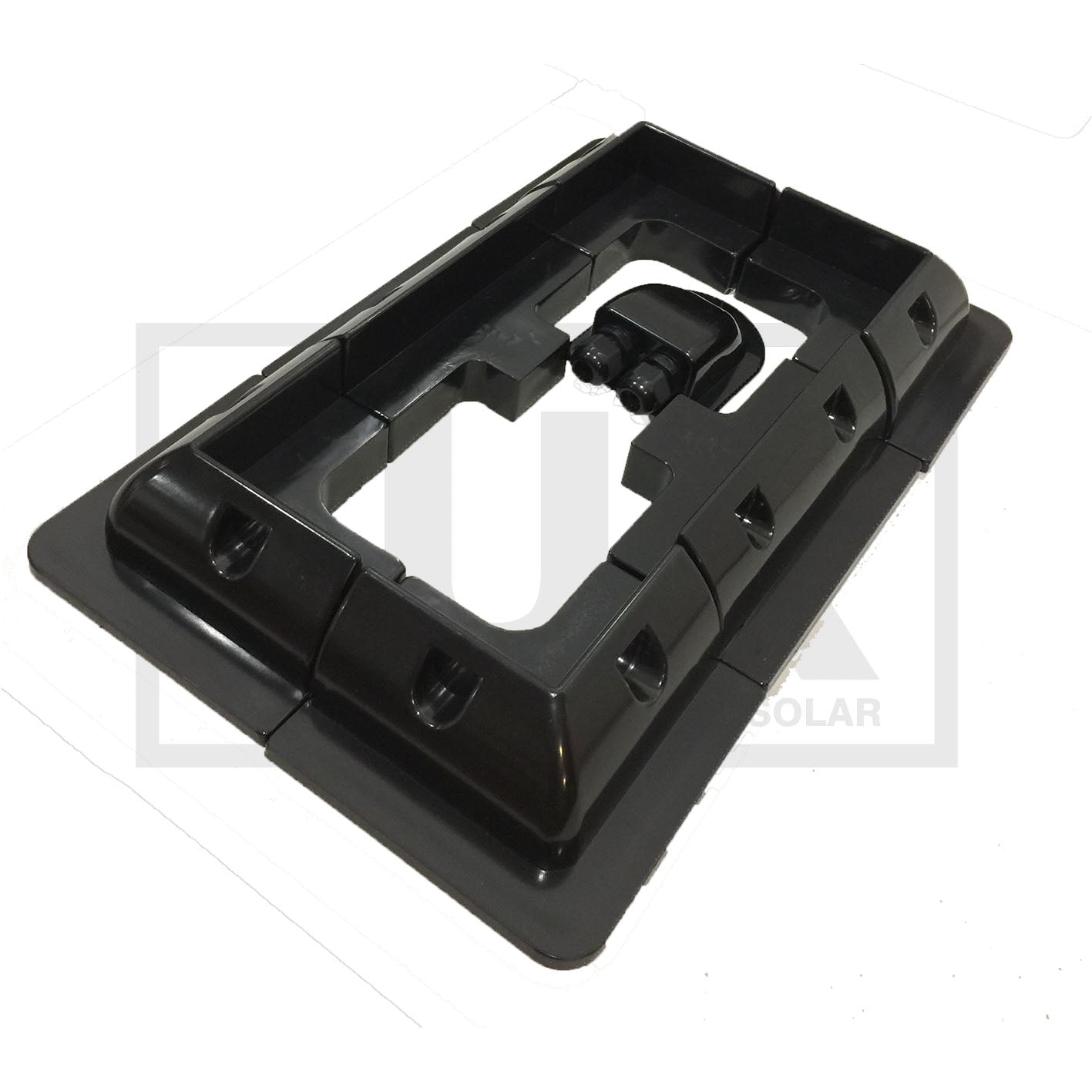 Black Mounting Kit for Fixed Solar Panel with Cable entry - Marine and Caravan