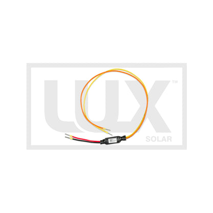 Victron Smart BMS connection cable — orange and yellow leads with inline module plus red and black leads