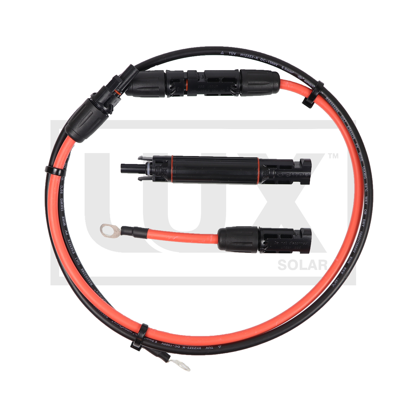 LUX Solar Red and Black Battery Cable with Inline Fuse holder and Solar Fuse
